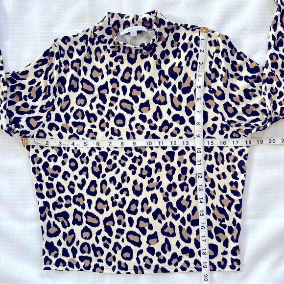 Gaze Leopard Mock Long Sleeve Buttery Soft Top Shirt Blouse Size L - Picture 12 of 13